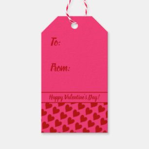 Red Hearts on Pink Gift Tags