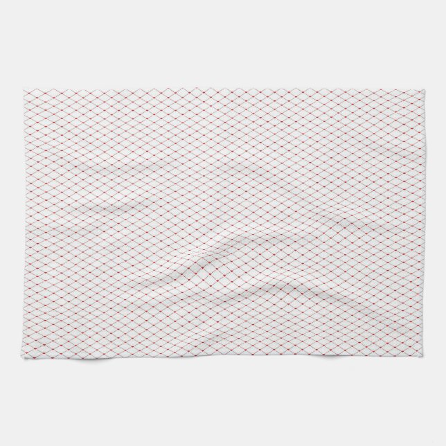 red hearts on white kitchen towel (Horizontal)