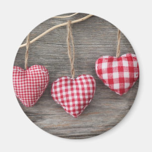 Red Hearts on Wooden Table Magnet