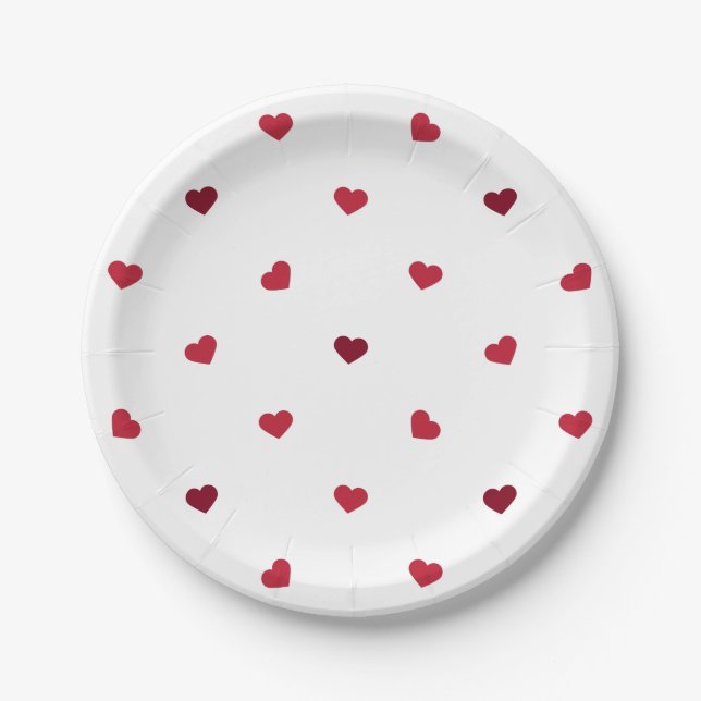 Red Hearts Paper Plate (Front)