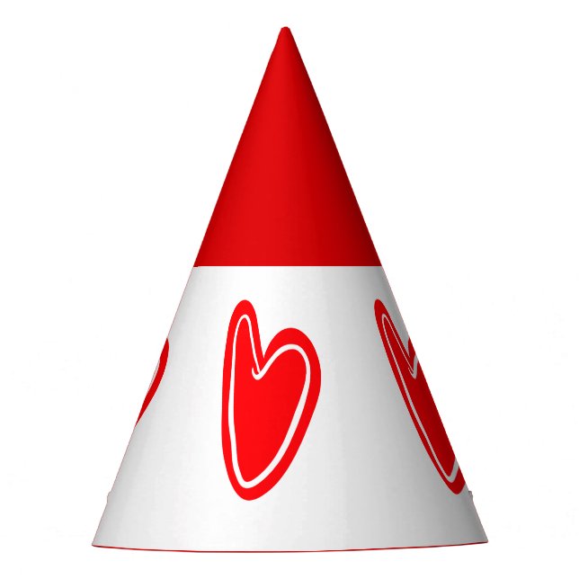 Red Hearts Party Hat  (Front)