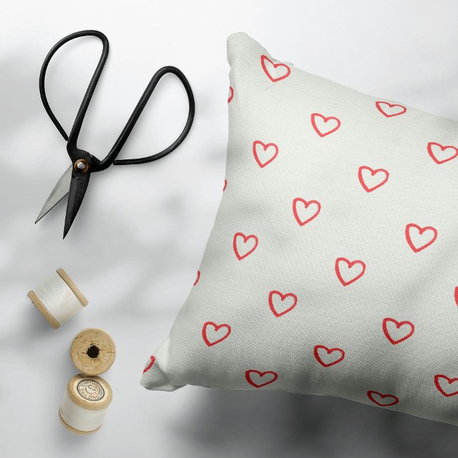 Red Hearts Pattern, Cute, Love Accent Pillow (Creator Uploaded)