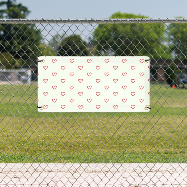 Red Hearts Pattern, Cute, Love Banner (Insitu)