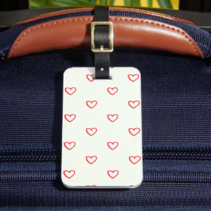 Red Hearts Pattern, Cute, Love Luggage Tag