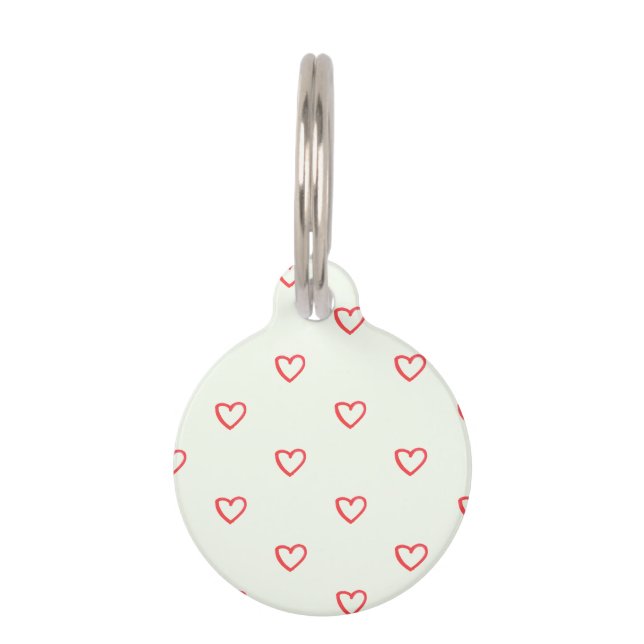 Red Hearts Pattern, Cute, Love Pet Tag (Front)