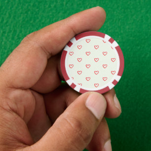 Red Hearts Pattern, Cute, Love Poker Chips