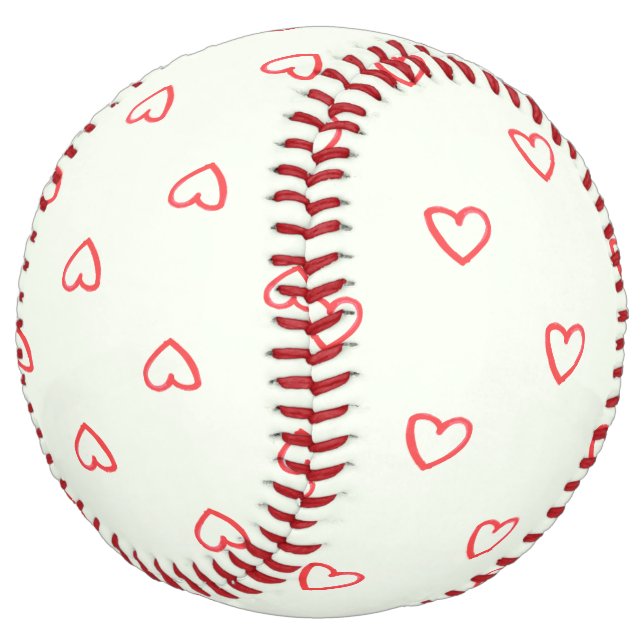 Red Hearts Pattern, Cute, Love Softball (Angled)
