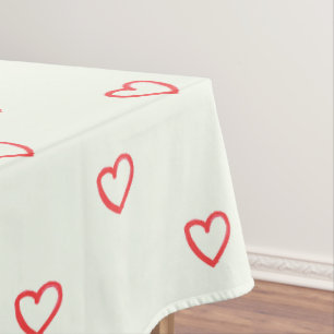 Red Hearts Pattern, Cute, Love Tablecloth