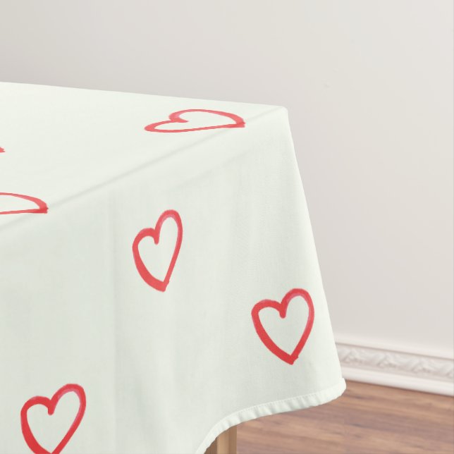 Red Hearts Pattern, Cute, Love Tablecloth (In Situ)