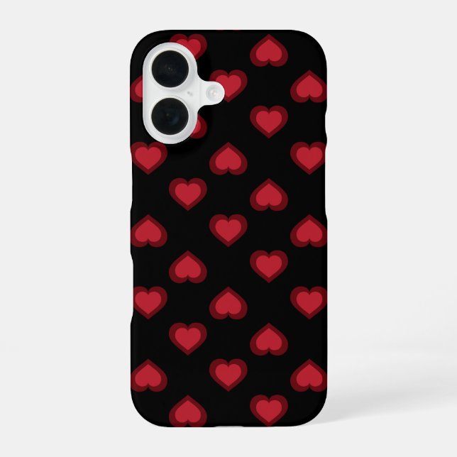Red Hearts Pattern  iPhone 16 Case (Back)