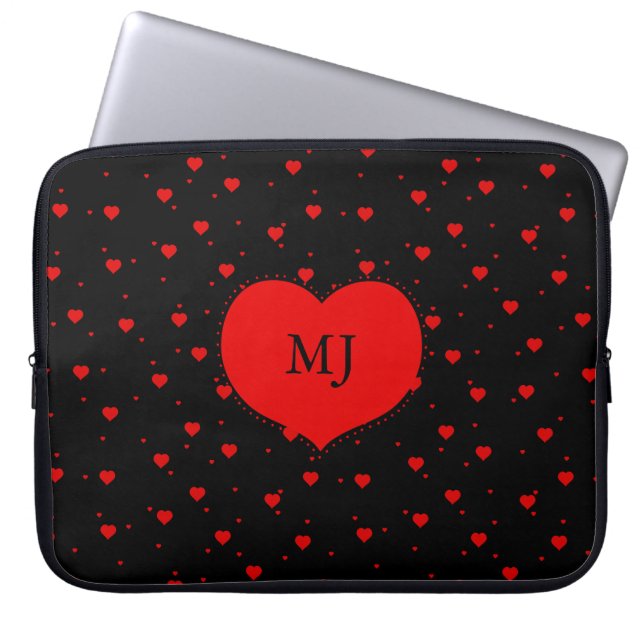 Red Hearts Pattern Laptop Sleeve (Front)