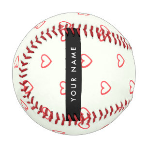 Red Hearts Pattern, Love, Your Name, Personalise Baseball