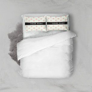 Red Hearts Pattern, Love, Your Name, Personalise Pillowcase