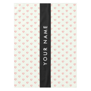 Red Hearts Pattern, Love, Your Name, Personalise Tablecloth