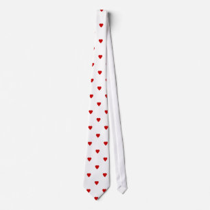 Red Hearts Pattern on a White Background. Tie