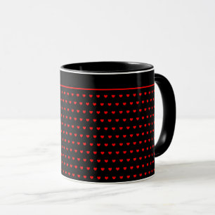 Red Hearts Pattern On Black Mug