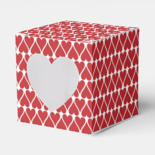 Red Hearts Pattern on White Favor Box