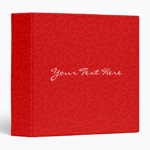 Red Hearts Pattern Personalized Binder