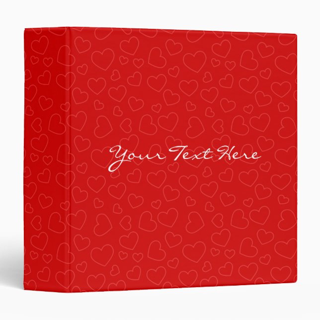 Red Hearts Pattern Personalized Binder (Front/Spine)