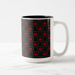 Red Hearts Pattern Red and Black Coffee Mug