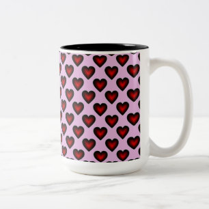 Red Hearts Pattern Red and Pink Coffee Mug