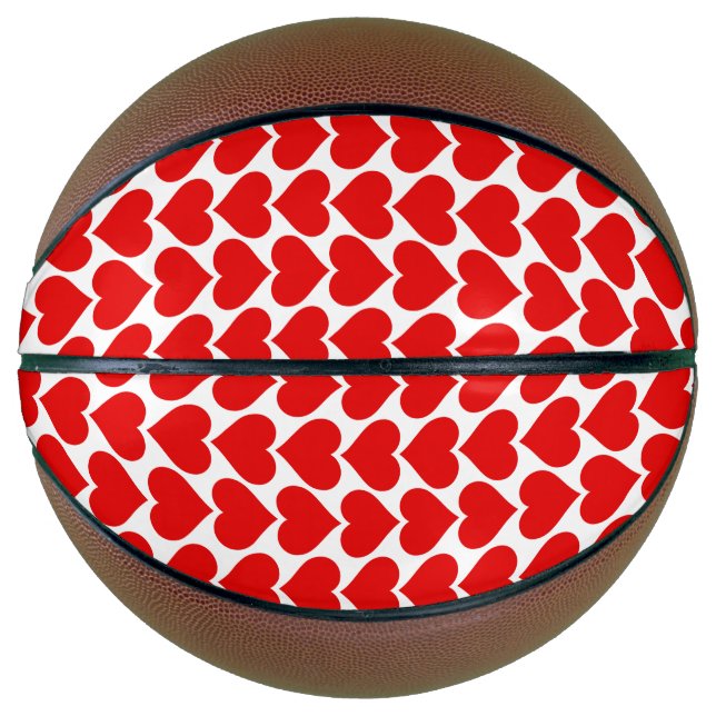 Red Hearts Pattern, Romantic, Love Basketball (Front)