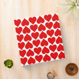 Red Hearts Pattern, Romantic, Love Binder