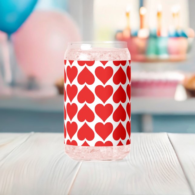 Red Hearts Pattern, Romantic, Love Can Glass (Insitu (Baby Shower))
