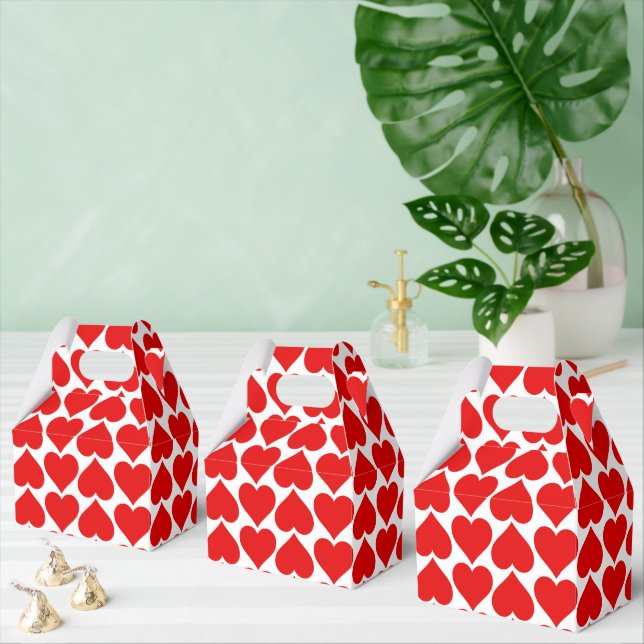 Red Hearts Pattern, Romantic, Love Favor Box (Multiple)