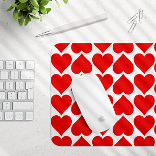 Red Hearts Pattern, Romantic, Love Mouse Pad
