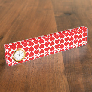 Red Hearts Pattern, Romantic, Love Nameplate