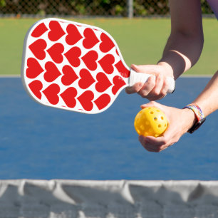 Red Hearts Pattern, Romantic, Love Pickleball Paddle
