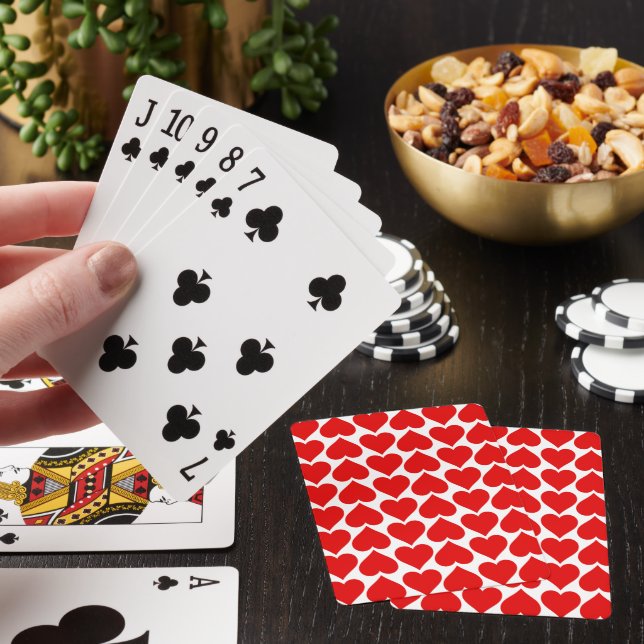 Red Hearts Pattern, Romantic, Love Playing Cards (In Situ)