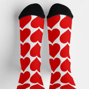 Red Hearts Pattern, Romantic, Love Socks