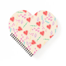 Red hearts pattern Spiral Notebook