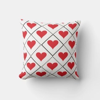 Red Hearts Pattern Throw Pillow