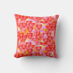 red hearts pattern Thunder_Cove Throw Pillow