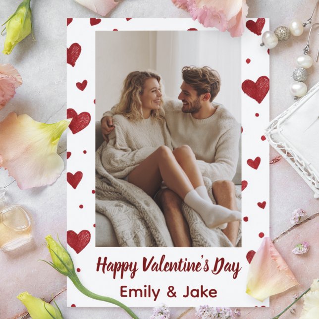Red Hearts Pattern Valentine's Day Custom Card (Creator Uploaded)