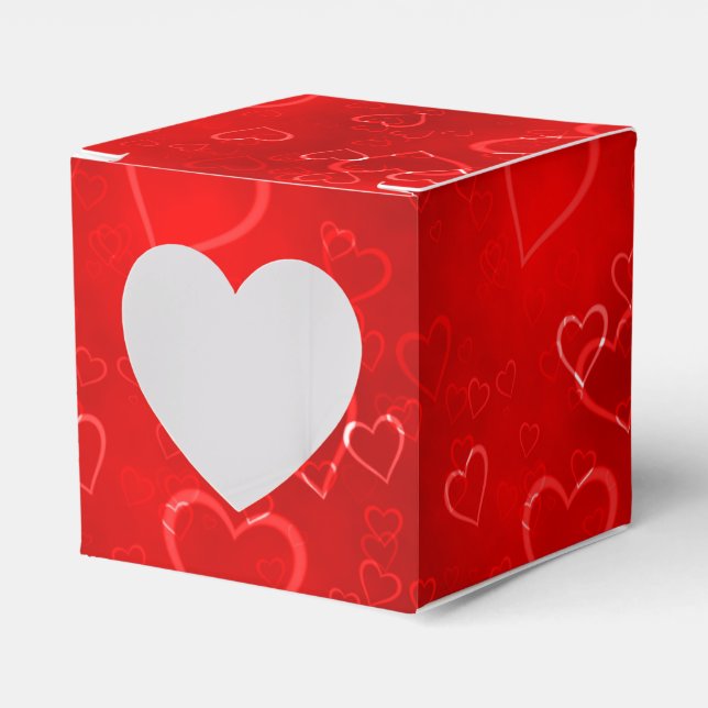 Red Hearts Pattern Valentine's Day Favor Box (Front Side)