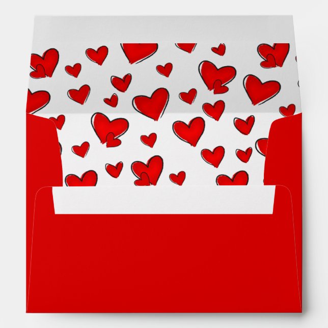 Red Hearts Pattern Valentine's Day Holiday Red Envelope (Back (Bottom))