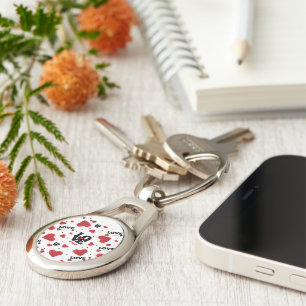 Red Hearts Pattern Valentine's Day Keychain
