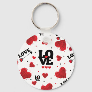 Red Hearts Pattern Valentine's Day Keychain