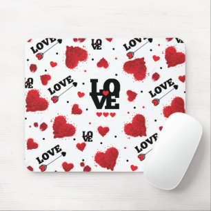 Red Hearts Pattern Valentine's Day Mouse Pad