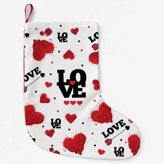Red Hearts Pattern Valentine's Day Small Christmas Stocking (Front)