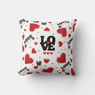 Red Hearts Pattern Valentine's Day Throw Pillow