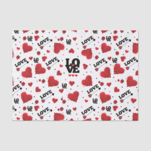 Red Hearts Pattern Valentine's Day Tissue Paper