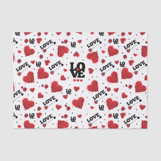 Red Hearts Pattern Valentine's Day Tissue Paper (Front)