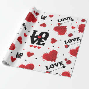 Red Hearts Pattern Valentine's Day Wrapping Paper