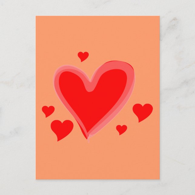 Red Hearts Peace Love Destiny Postcard (Front)