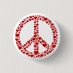 Red Hearts Peace Sign Button